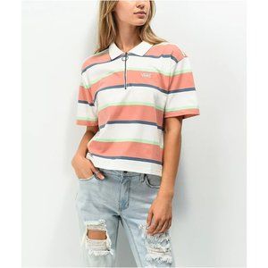 Vans M Skate Stripe Pink, White, & Green Crop Polo Shirt